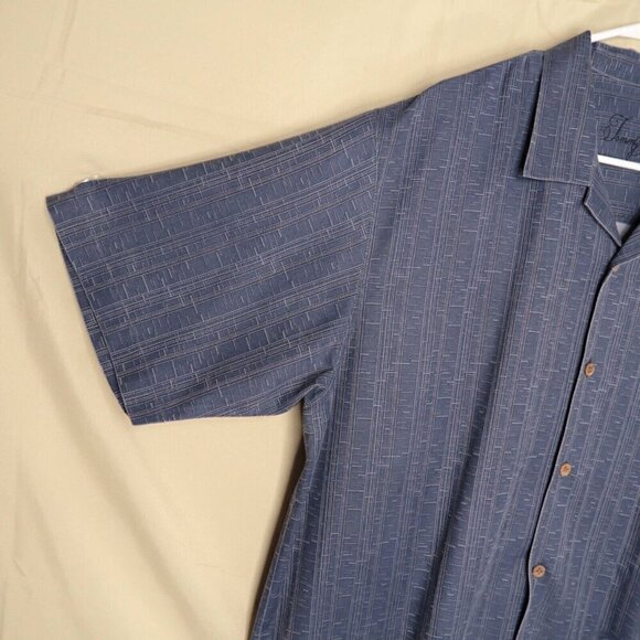 Tommy Bahama 100% Silk Camp Shirt Button Front Blue Tropical Short Sleeves XL - Picture 2 of 11